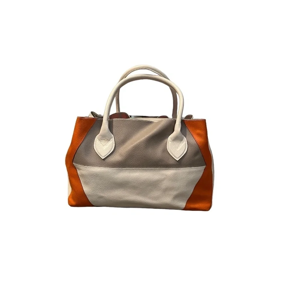 Aleanto Collezioni Genuine pebbled leather‎ Italian hobo Shoulder baTan & Orange